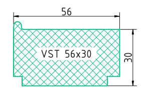 Secțiunea transversală cu cotele profilului VST 56×30