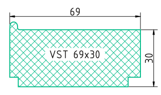 Secțiunea transversală cu cotele profilului VST 69×30